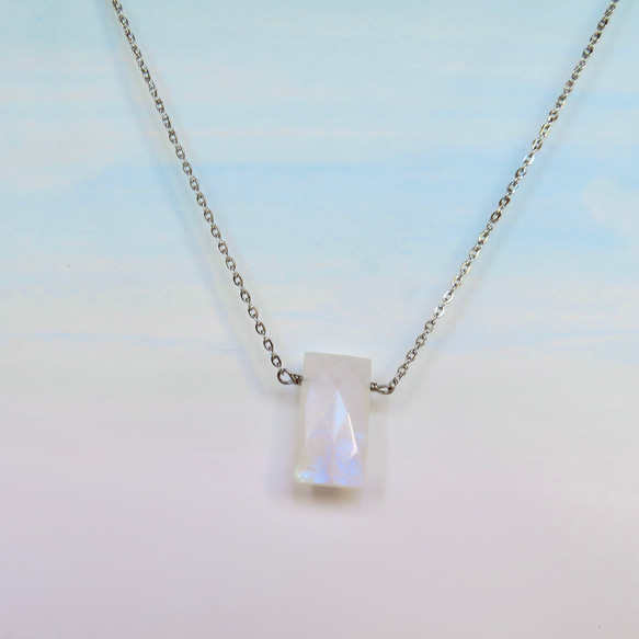 SALE！！Blue moonstone◇square window necklace  II／316L 6枚目の画像