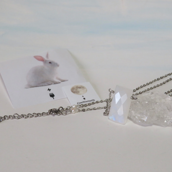 SALE！！Blue moonstone◇square window necklace  II／316L 8枚目の画像