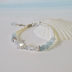 人魚姫の落し物【II】Crystal quartz×Aquamarine／SV925-bracelet 1枚目の画像
