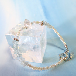 人魚姫の落し物【II】Crystal quartz×Aquamarine／SV925-bracelet 4枚目の画像