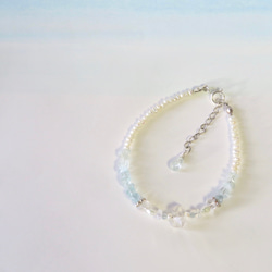 人魚姫の落し物【II】Crystal quartz×Aquamarine／SV925-bracelet 5枚目の画像