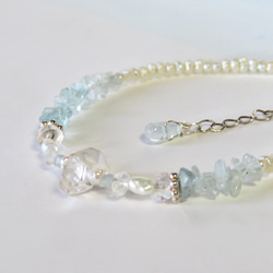 人魚姫の落し物【II】Crystal quartz×Aquamarine／SV925-bracelet 6枚目の画像