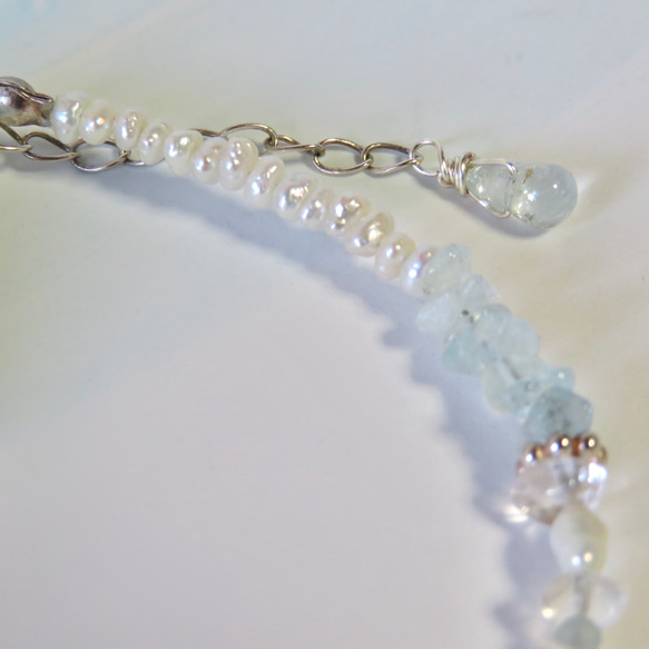 人魚姫の落し物【II】Crystal quartz×Aquamarine／SV925-bracelet 7枚目の画像