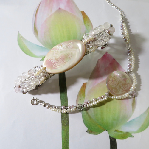 蓮の花咲く天然石バレッタ バレッタ ConNectarth 通販 9994050｜Creema