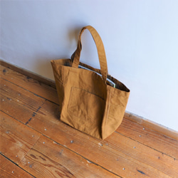 A4縦・ﾍﾟｯﾄﾎﾞﾄﾙが入る帆布ﾄｰﾄ  : ｼﾅﾓﾝ: 2枚目の画像