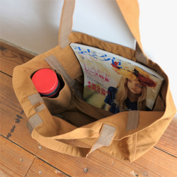 A4縦・ﾍﾟｯﾄﾎﾞﾄﾙが入る帆布ﾄｰﾄ  : ｼﾅﾓﾝ: 3枚目の画像