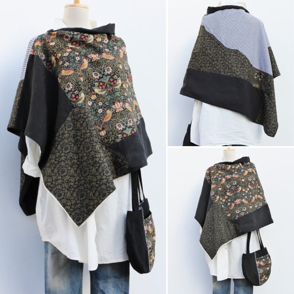 sale！【moda×Creema】black poncho＋mini bag 3枚目の画像