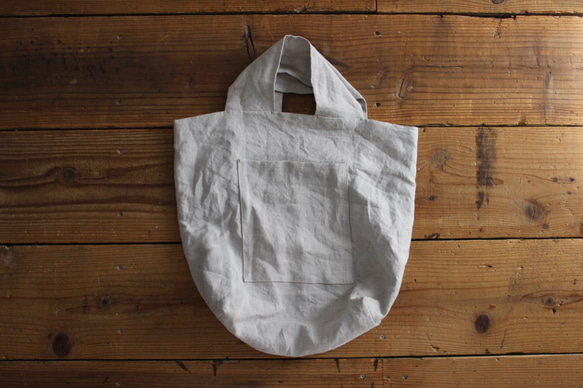 linen reversible bag：natural： 2枚目の画像