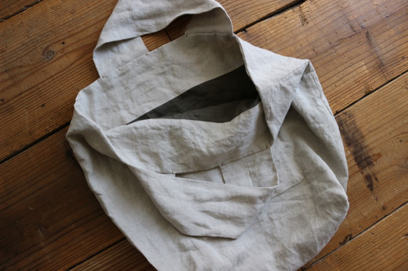 linen reversible bag：natural： 4枚目の画像