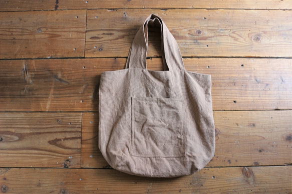 【30%off】linen canvas bag  ：beige： 1枚目の画像