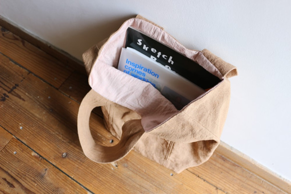 【30%off】linen canvas bag  ：beige： 5枚目の画像