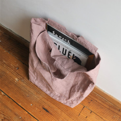 【SALE】linen reversible bag：pink： 3枚目の画像