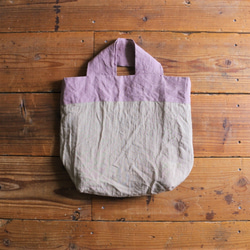 【SALE】linen reversible bag：pink： 2枚目の画像