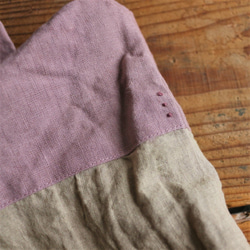 【SALE】linen reversible bag：pink： 5枚目の画像