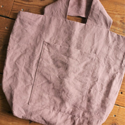 【SALE】linen reversible bag：pink： 6枚目の画像