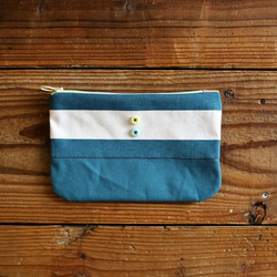 hanpu＋botan pouch：turquoise border： 2枚目の画像