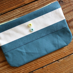 hanpu＋botan pouch：turquoise border： 3枚目の画像