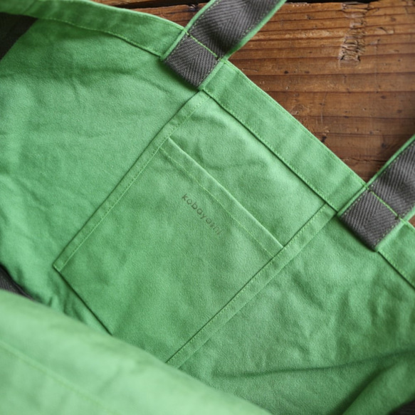【50％OFF】A4帆布手提袋：黃綠色： 第6張的照片