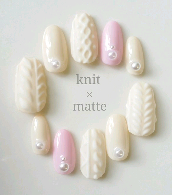 【再販】knit × matte ネイルチップ 1枚目の画像
