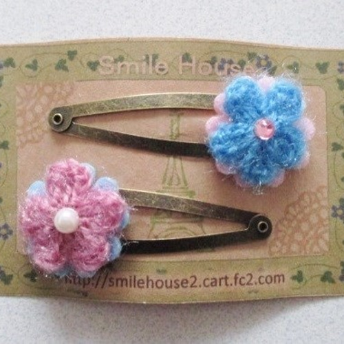 毛糸お花パッチン留め (2個セット) ヘアピン スマイルsan 通販