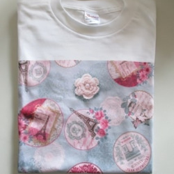 エッフェル塔柄＆お花モチーフTシャツ(ゆったりサイズ)送料無料 5枚目の画像