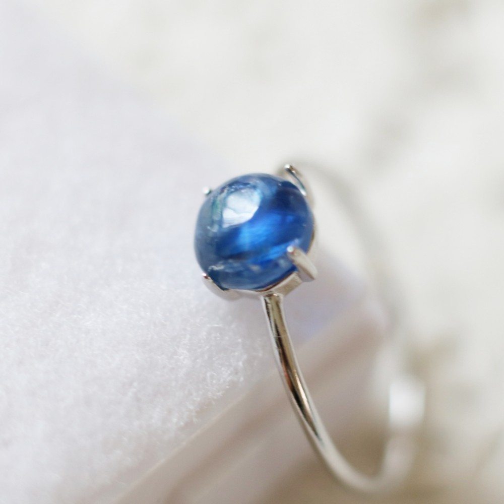 【再販・Silver925】宝石質カイヤナイトのシルバーリング（6mm）