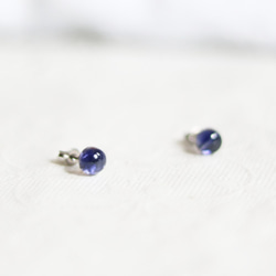 【補貨】寶石級堇青石耳環（6毫米，醫用不鏽鋼） 第2張的照片