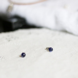 【補貨】寶石級堇青石耳環（6毫米，醫用不鏽鋼） 第3張的照片