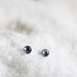 【補貨】寶石級堇青石耳環（6毫米，醫用不鏽鋼） 第4張的照片