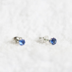 【補貨】寶石級藍晶石刻面耳環（4毫米，醫用不鏽鋼） 第2張的照片