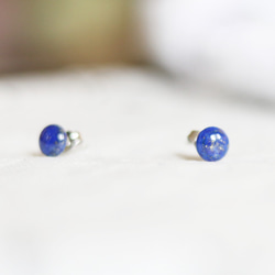 [再次上架] 青金石耳環（8毫米，醫用不鏽鋼） 第4張的照片