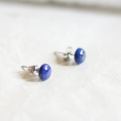 [再次上架] 青金石耳環（8毫米，醫用不鏽鋼） 第5張的照片