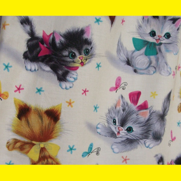 可愛い子猫柄のフリル袖ブラウス☆110cm 3枚目の画像