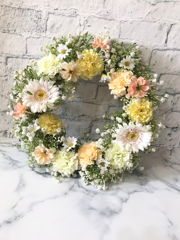 ふんわり優しいパステルカラーリース♪ウェルカムスペースやギフトにも  