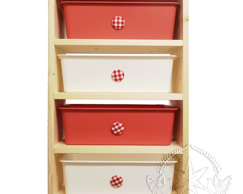 おもちゃ 収納棚 ピンク 白箱付き Maple poppo ハンドメイド 無塗装