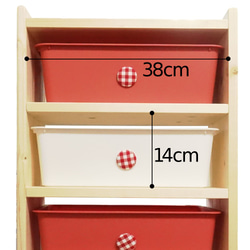 おもちゃ 収納棚 ピンク 白箱付き Maple poppo ハンドメイド 無塗装 おもちゃ箱 4枚目の画像