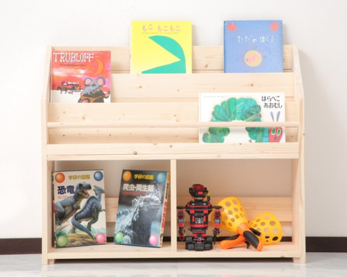 木製ラック　メープル W91cmLX-T 絵本棚 Maple poppo 大容量 収納 完成品 子ども 本棚