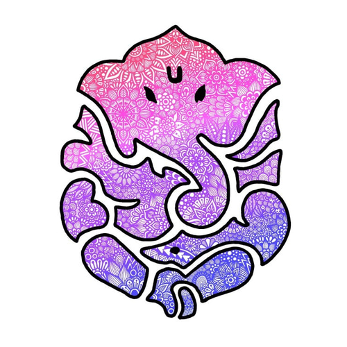 オリジナルイラスト「ガネーシャ」ポストカードサイズ イラスト GEBC