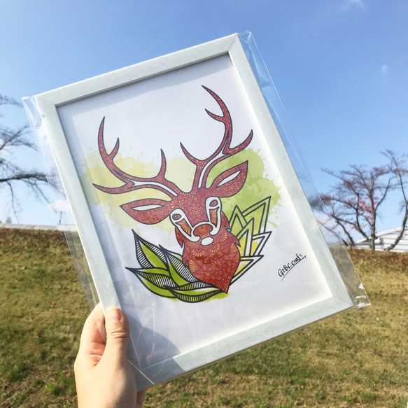 オリジナルイラスト「deer」ポストカードサイズ 2枚目の画像