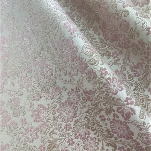 シルク生地 ジャガード織り 小花柄（ピンク） 生地 GEMELLO ANTIQUES