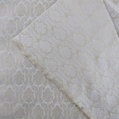 シルク生地 ダマスク柄（小）GA865(クリームベージュ
