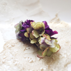 秋色紫陽花のバレッタ（パープル） 1枚目の画像