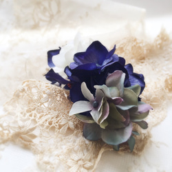 秋色紫陽花のバレッタ（ブルー） 1枚目の画像