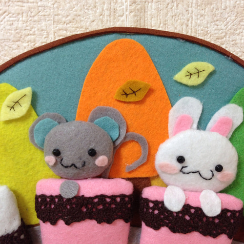 ハンドメイド 秋 フェルトリース タペストリー・壁掛け ringoremon