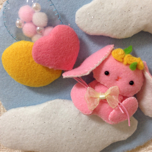 ゆめかわ ハンドメイド フェルトリース ユニコーン うさぎ お姫様