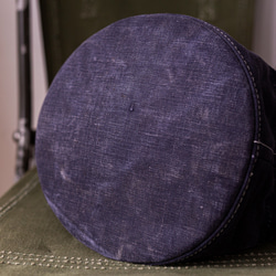 英軍復古帆布（深藍色）桶型圓底手提袋IND1116，具有美麗的牛仔布般的褪色 第3張的照片