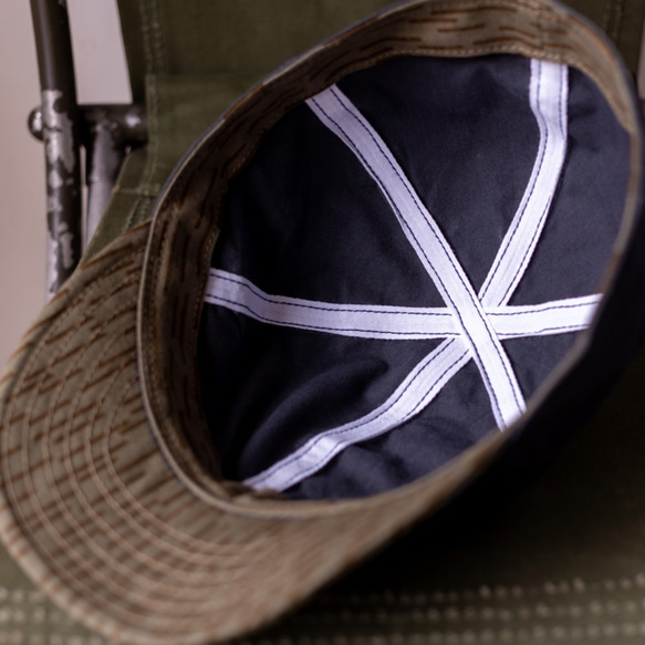 Tenmaku Cap 帽子由軍用帳篷面料製成，適用於夏季遮陽篷波蘭雨披 x 東德雨迷彩 5 1/2 第5張的照片