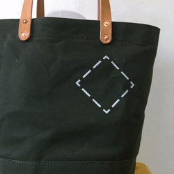 Wax canvas Olieve Green bucket style tote Medium INDBNP_427 第3張的照片