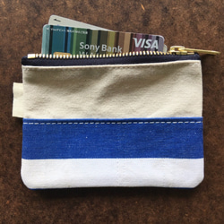 Off white canvas x vintage European stripe zip pouch z0010 第4張的照片