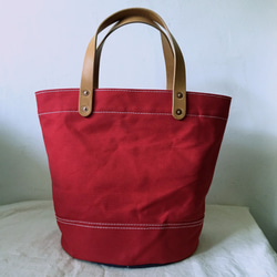 Wax canvas bucket style tote small size Res 0568 第1張的照片